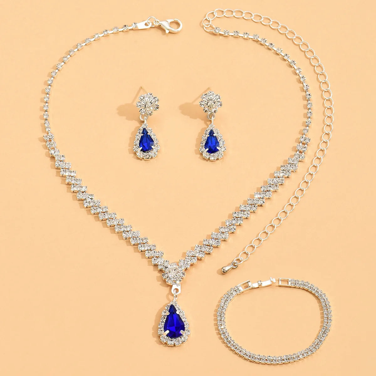 4 Pieces Of Women's Wedding Accessories, Earrings, Necklaces, Bracelets, Bridal Jewelry Sets, Banquet And Party Accessories-2910